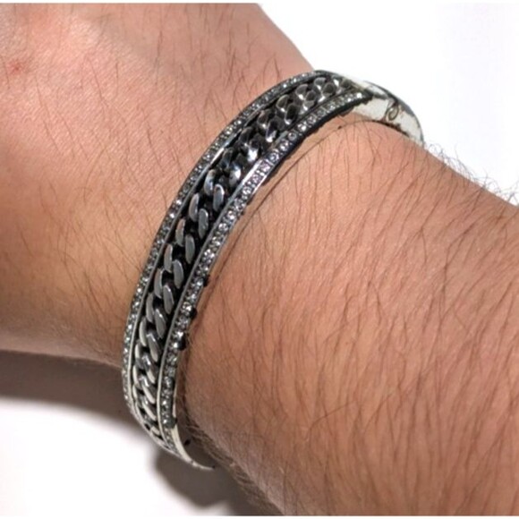 Brighton Silver Tone Chain Reaction Hinged Bangle Bracelet - Picture 1 of 6